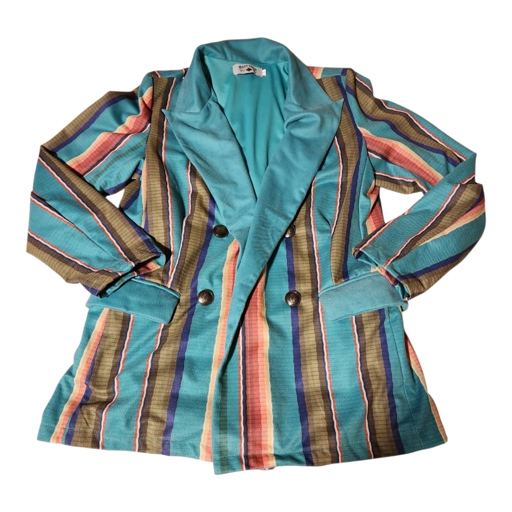 Crazy Train Womens Sz S Jacket Blazer Western Striped Pockets Buttons - Picture 3 of 10